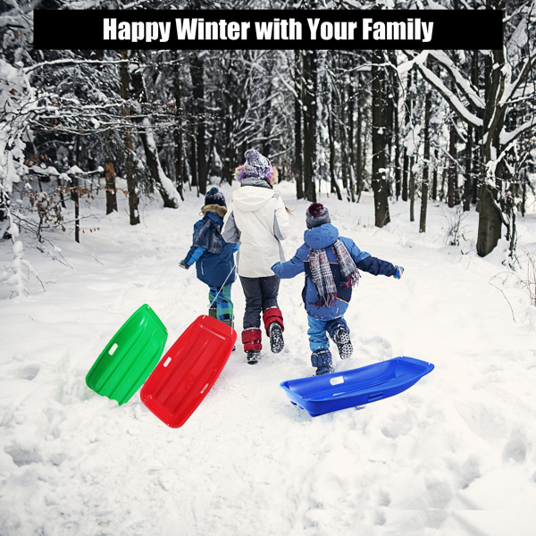 【Ski supplies】2 Packs Snow Sled, 35'' Heavy Duty Plastic Winter Downhill Sleds w/Pull Rope & 2 Handles for Kids Teens 