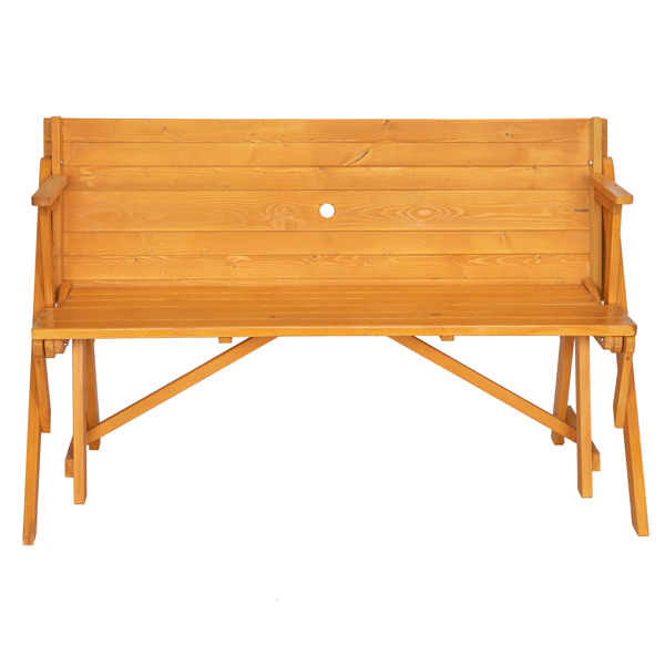 138.5*137*75cm Solid Wood Load-Bearing 150kg Dual-Purpose Conjoined Table And Chair Yellow