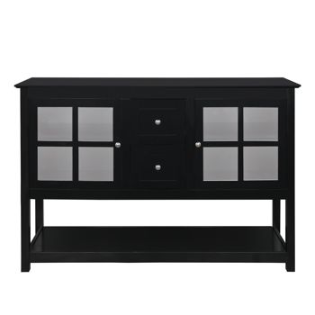 FCH Transparent Double Door With Double Wine Rack Sideboard Porch Cabinet Black