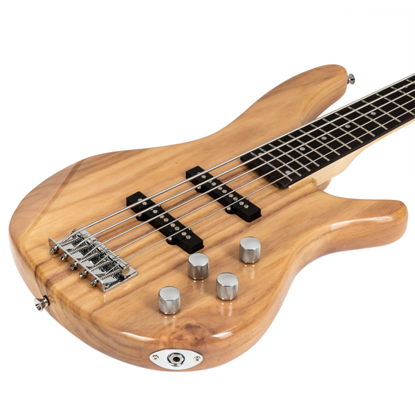 【Do Not Sell on Amazon】Glarry GIB 5 String Full Size Electric Bass Guitar SS Pickups and Amp Kit for The Experienced Player Burlywood