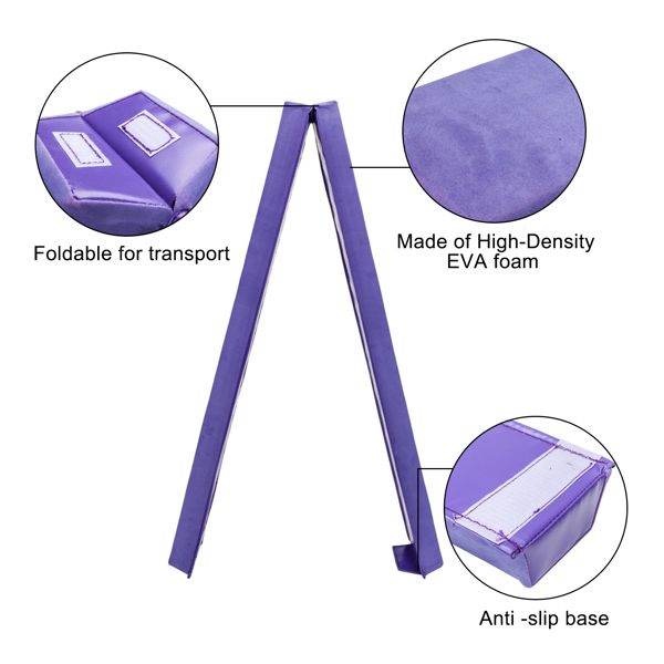 8 Feet Young Gymnasts Cheerleaders Training Folding Balance Beam Purple Plain Flannelette & Purple PVC