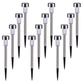 12 Pcs LED Stainless Steel Outdoor Garden Solar Lights for Pathway Walkway Patio Yard Lawn