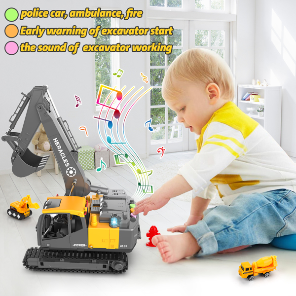 (ABC)(Prohibited Product on Amazon)Construction Truck Toys for 3 4 5 6 Year Old Boys, Big Excavator Toy Engineering Vehicles with Play Mat, Large Tower Crane, 8 Mini Truck & Road Signs for Toddler Kid