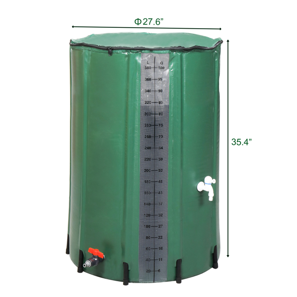 100gal PVC With Scale Rain Bucket Green