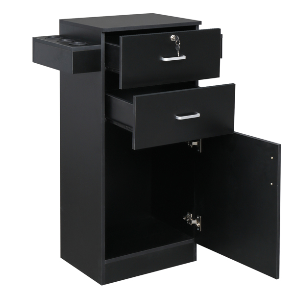 15 cm P2 density board pitted surface 2 drawers 1 door 6 hair dryer double ear cabinet with lock Salon cabinet black