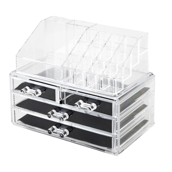 Acrylic Cosmetics Storage Rack with 4 Drawers Transparent 
