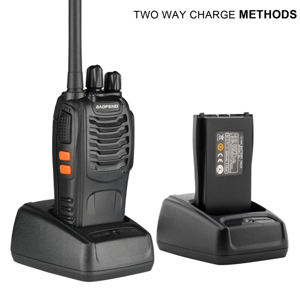 2pcs BF-88A 5W FRS Frequency 16-CH Handheld Walkie Talkies Black