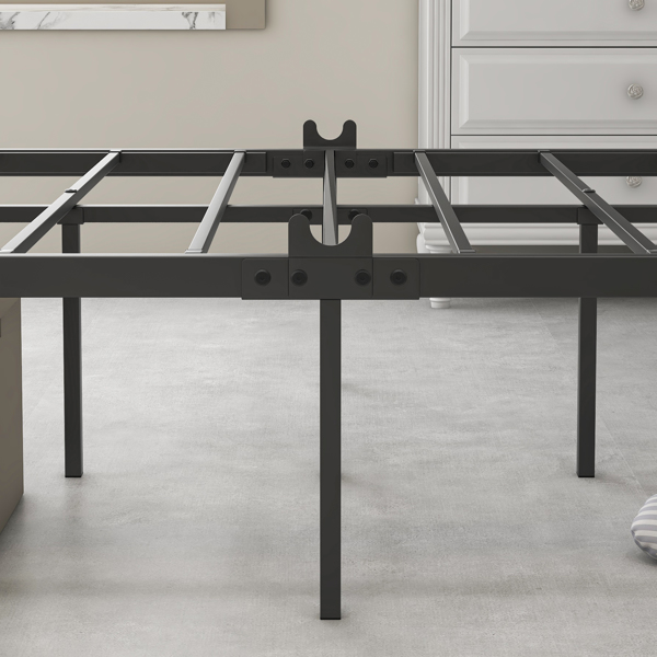 Metal Canopy Bed Frame, Platform Bed Frame  with X Shaped Frame, Twin Black