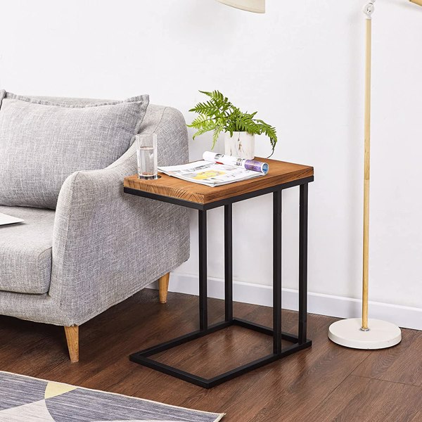 C Table Sofa Side End Table, C Shaped Table for Coffee Snack Laptop, Industrial Side Table, Beside Bed Sofa Portable Workstation, Metal Frame