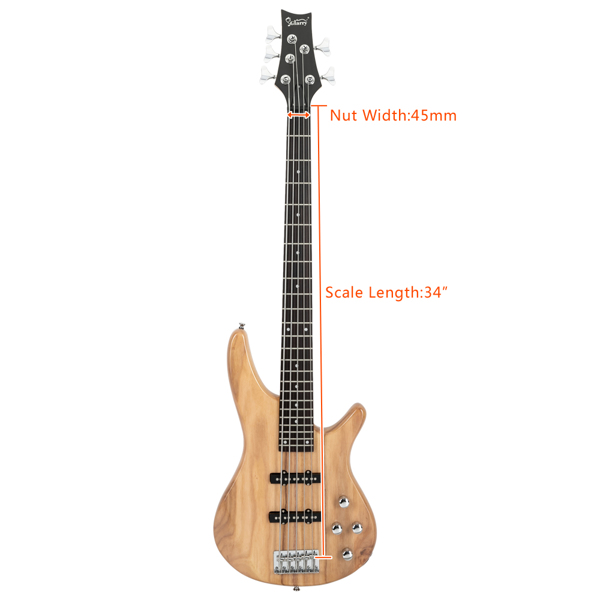 【Do Not Sell on Amazon】Glarry GIB 5 String Full Size Electric Bass Guitar SS Pickups and Amp Kit for The Experienced Player Burlywood