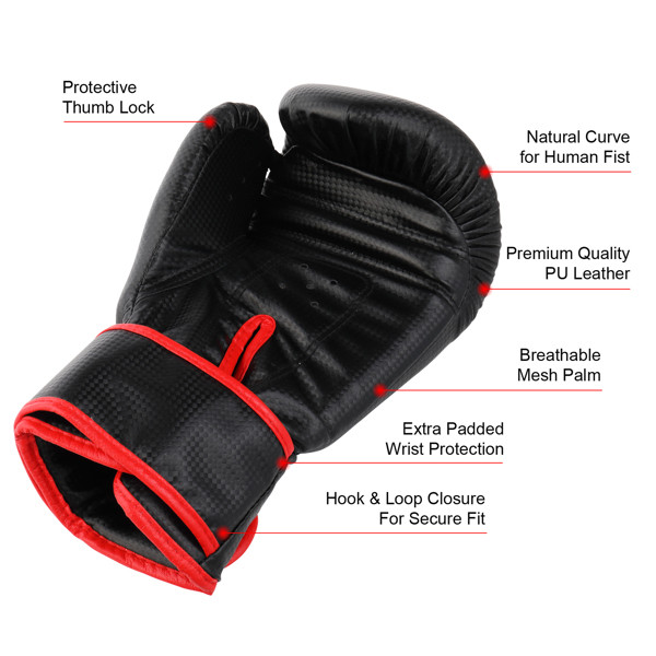 PVC Compressed Sponge 12Oz Combat Training Boxing Gloves Black