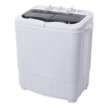 Compact Twin Tub with Built-in Drain Pump XPB35-ZK35 14.3(7.7 6.6)lbs Semi-automatic Gray Cover Washing Machine