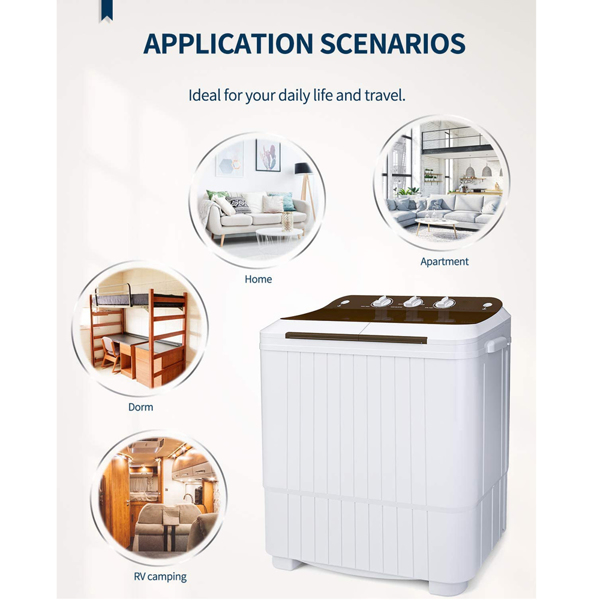 XPB35-188S 16.5Lbs Semi-automatic Twin Tube Washing Machine US Standard White & Brown