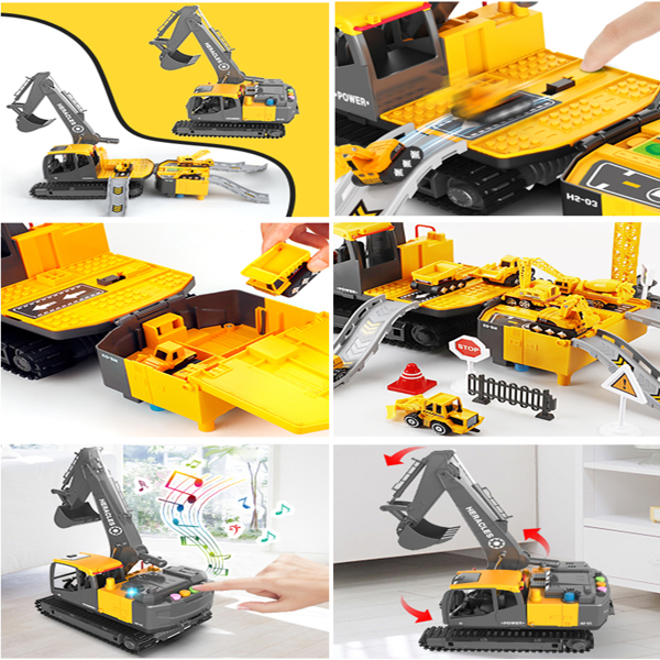 (ABC)(Prohibited Product on Amazon)Construction Truck Toys for 3 4 5 6 Year Old Boys, Big Excavator Toy Engineering Vehicles with Play Mat, Large Tower Crane, 8 Mini Truck & Road Signs for Toddler Kid