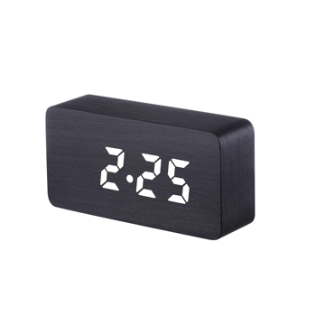 LED RGB Wooden Digital Alarm Clock Voice Control Temperature with 115 Colors