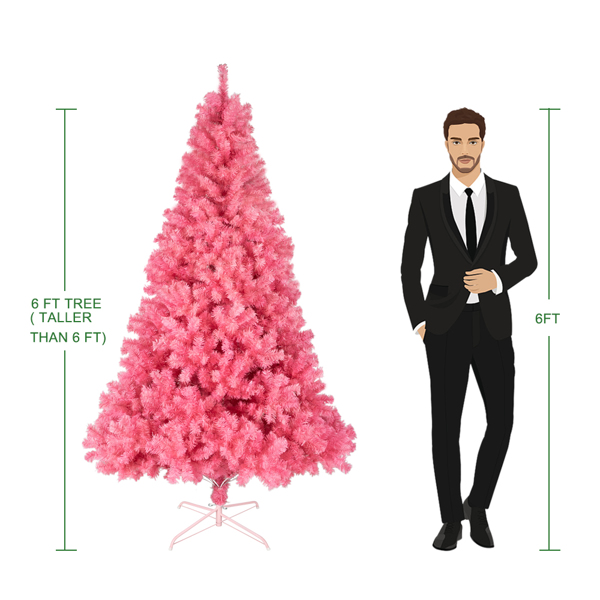 6ft 1600 Branches PVC Christmas Tree Pink