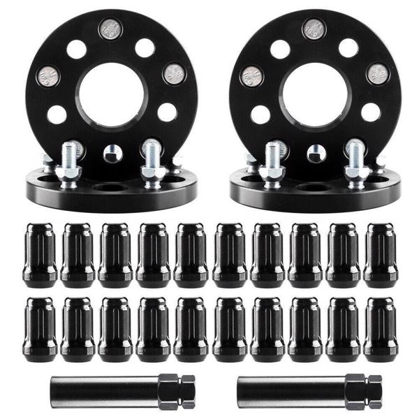 5X100 TO 5X114.3 Wheel Adapters 15MM For FR-S BRZ WRX + 20 BLACK SPLINE LUG NUTS