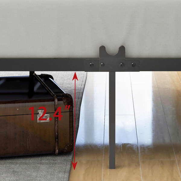 Metal Canopy Bed Frame, Platform Bed Frame with X Shaped Frame, Queen Black