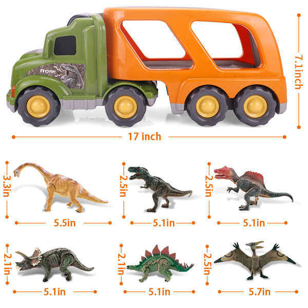 Car Truck Toy for 3 4 5 6 Years Old Boys and Girls, Dinosaur Transport Truck Including T-Rex, Pterodactyl, Brachiosaurus, for Boys & Girls(Notice: Cannot ship out the goods at weekends.)