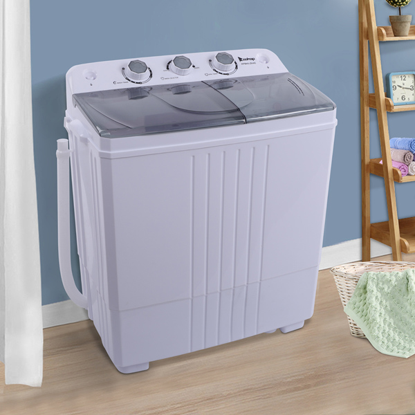 Compact Twin Tub with Built-in Drain Pump XPB45-ZK45 16.5(9.9 6.6)lb Semi-automatic Cover Washing Machine Gray