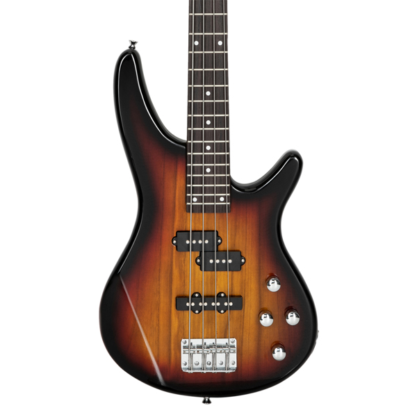 【Do Not Sell on Amazon】Glarry GIB 4 String Full Size Electric Bass Guitar SS pickups and Amp Kit Sunset Color