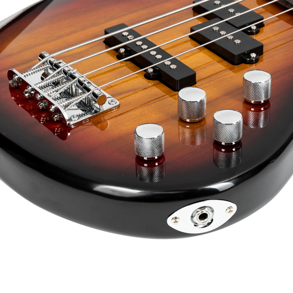 【Do Not Sell on Amazon】Glarry GIB 4 String Full Size Electric Bass Guitar SS pickups and Amp Kit Sunset Color