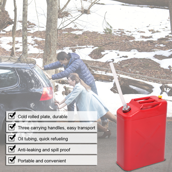 20L Standard Cold-rolled Plate Petrol Diesel Can Gasoline Bucket with Oil Pipe Red