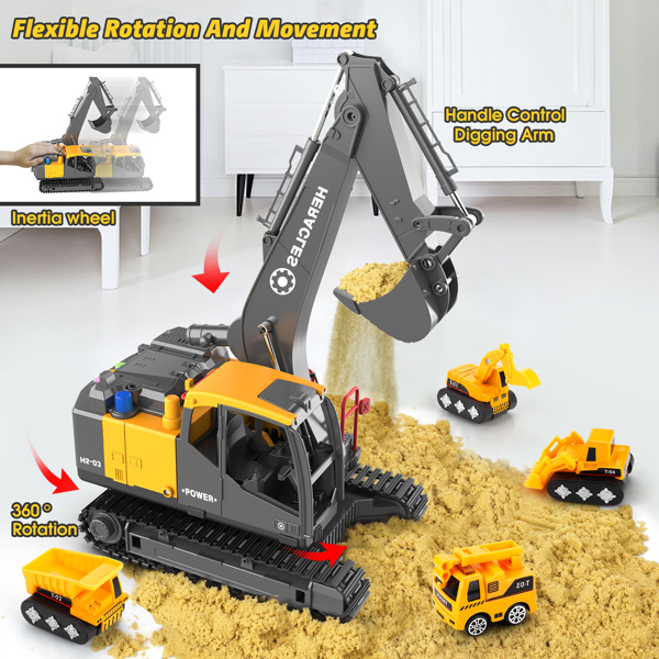 (ABC)(Prohibited Product on Amazon)Construction Truck Toys for 3 4 5 6 Year Old Boys, Big Excavator Toy Engineering Vehicles with Play Mat, Large Tower Crane, 8 Mini Truck & Road Signs for Toddler Kid