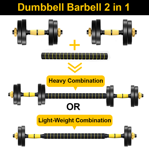 Adjustable Dumbbell Set 33 LBS Barbell Weight Set for Home Gym, 2 in 1 Dumbellsweights Set for Men and Women