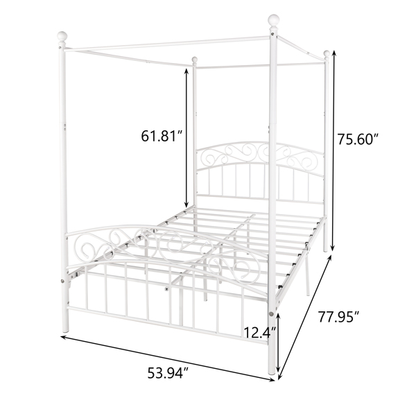   Canopy Bed Frame Full Size with Mosquito Net Frame Sturdy Steel Slat Support with Under Bed Storage, No Box Spring Needed (Full,Black)