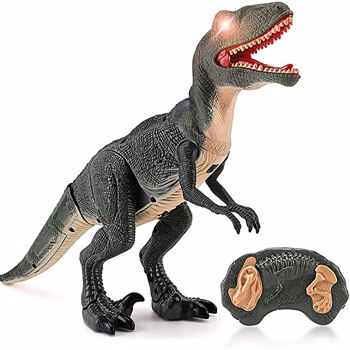Remote Control R/C Walking Dinosaur Toy with Shaking Head, Light Up Eyes & Sounds (Velociraptor), Gift for kids   Amazon Platform Banned