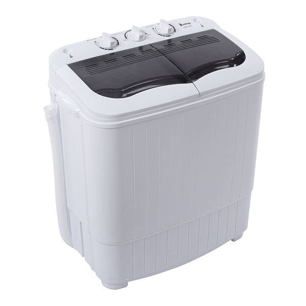 ZOKOP Compact Twin Tub with Built-in Drain Pump XPB35-ZK35 14.3(7.7 6.6)lbs Semi-automatic Gray Cover Washing Machine