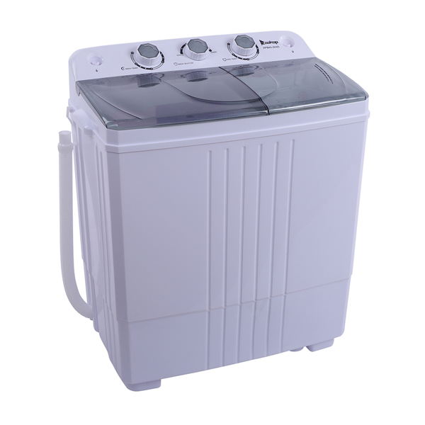 ZOKOP Compact Twin Tub with Built-in Drain Pump XPB45-ZK45 16.5(9.9 6.6)lb Semi-automatic Cover Washing Machine Gray