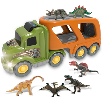 (Prohibited Product on Amazon)Car Truck Toy for 3 4 5 6 Years Old Boys and Girls, Dinosaur Transport Truck Including T-Rex, Pterodactyl, Brachiosaurus, for Boys & Girls