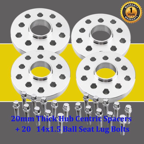 20mm 5x100 5x112 Hub Centric Wheel Spacers For Audi & Volkswagen + 20 Lug Bolts