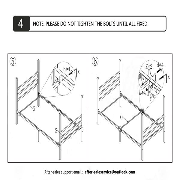 Canopy Metal Bed with Headboard Mattress Foundationt Platform Frame Metal Slat ,Black Full Size