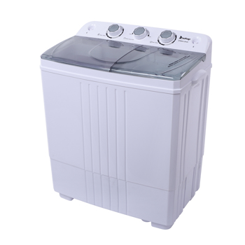 Compact Twin Tub with Built-in Drain Pump XPB45-ZK45 16.5(9.9 6.6)lb Semi-automatic Cover Washing Machine Gray