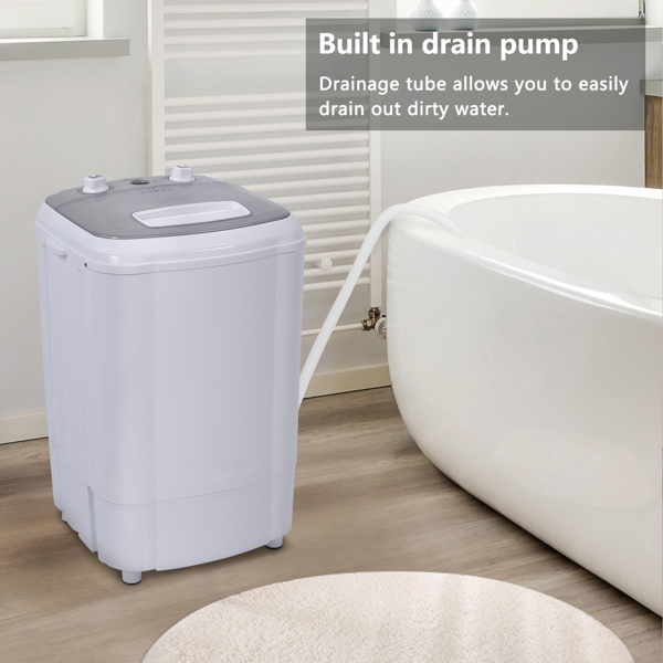 ZOKOP Compact Single Tub with Built-in Drain Pump XPB38-ZK3 10lb Elution Integrated Semi-automatic Gray Cover Washing Machine