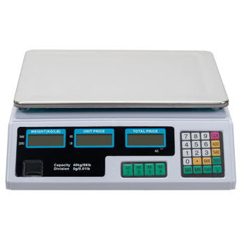 ACS-30 40kg/5g Digital Price Computing Scale for Vegetable UK Plug Silver & White