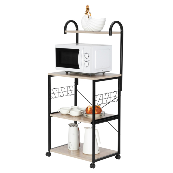 FCH Upgrade Multiuse 4-Tier Metal Kitchen Bakers Rack, Artisasset Microwave Storage Rack Oven Stand with Wine Storage Organizer Workstation Grey(23.5" x 14" x 57")