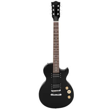 【Do Not Sell on Amazon】Glarry GLP101 39 inch Solid Body Electric Guitar HH Pickups Laurel Wood Fingerboard Bone Nut Black with Bag Cable Strap