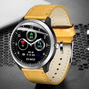 Leather Strap Bluetooth ECG PPG N58 Smartwatch Color Screen Heart Rate Sleep Monitor Multi-sport Fitness Tracker Men Smart Watch for IOS Android