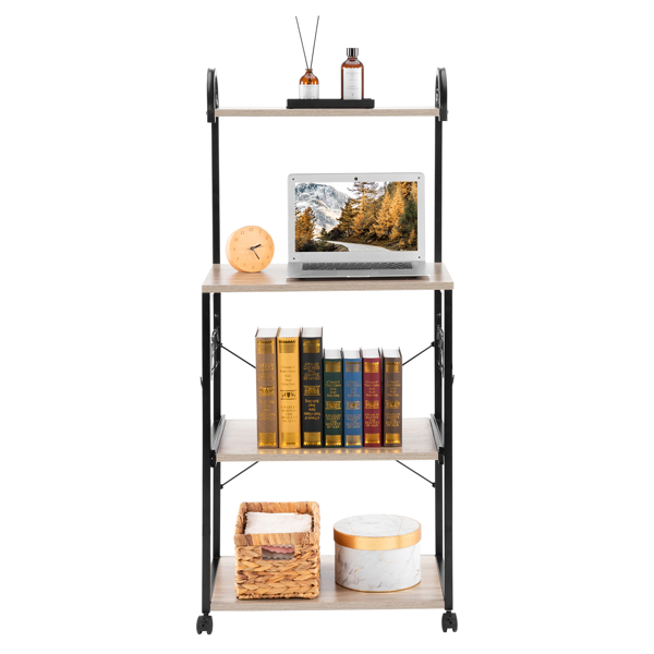  Upgrade Multiuse 4-Tier Metal Kitchen Bakers Rack, Artisasset Microwave Storage Rack Oven Stand with Wine Storage Organizer Workstation Grey(23.5" x 14" x 57")