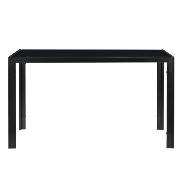 Simple Assembled Tempered Glass & Iron Dinner Table Black