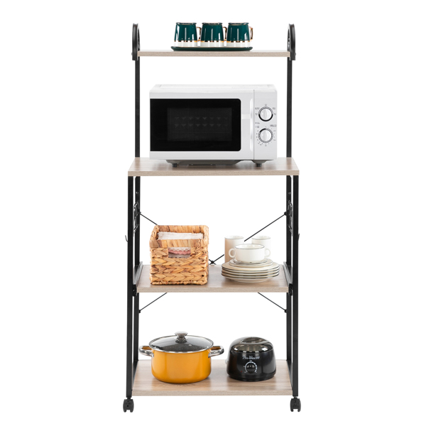 FCH Upgrade Multiuse 4-Tier Metal Kitchen Bakers Rack, Artisasset Microwave Storage Rack Oven Stand with Wine Storage Organizer Workstation Grey(23.5" x 14" x 57")