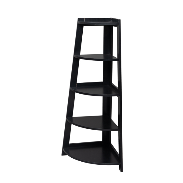 5 Tier Corner Shelf Stand Wood Display Storage Home Furniture Black