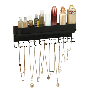 High End Hanging Jewelry Storage With 25 Hooks - Black