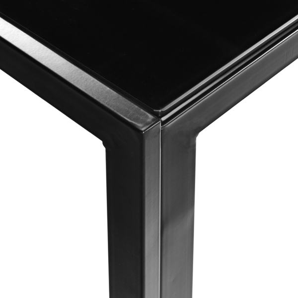 Simple Assembled Tempered Glass & Iron Dinner Table Black