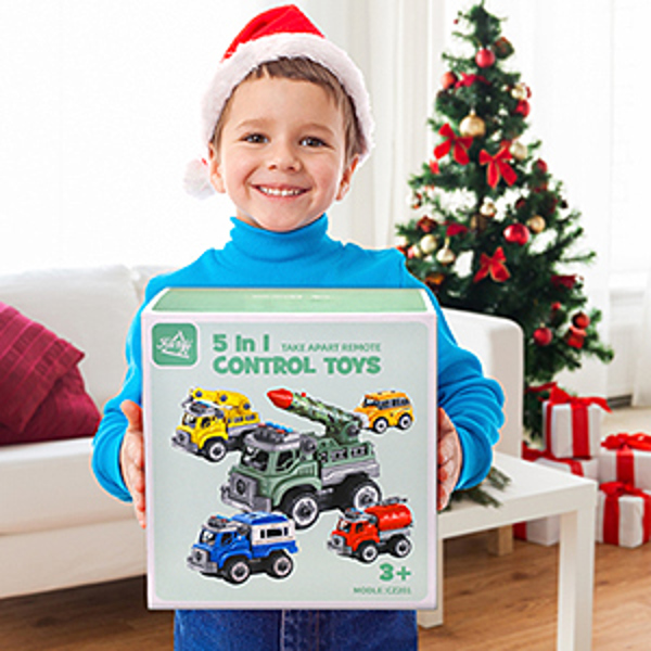 (ABC)(Prohibited Product on Amazon)Take Apart Toys with Electric Drill, 5 in 1 Rechargeable Construction Truck Set with Sound and Light, Converts to Remote Control Car, Ideal Birthday for 3 4 5 6 Year