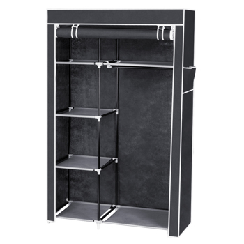 64\\" Portable Closet Storage Organizer Wardrobe Clothes Rack with Shelves Gray